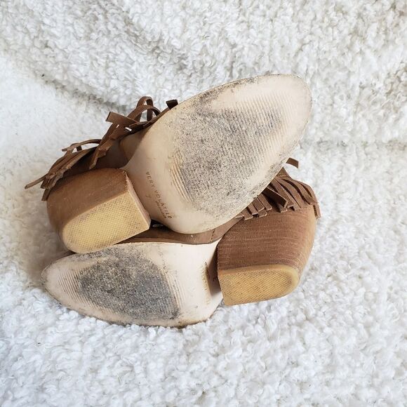 Very Volatile Brown‎ Leather Boho Fringed Ankle Boots - Picture 3 of 7